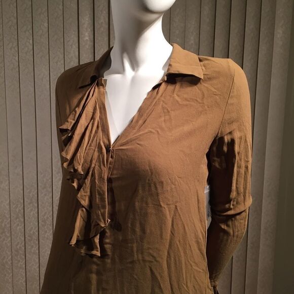 Free People Frill button front tunic olive green - Picture 2 of 5